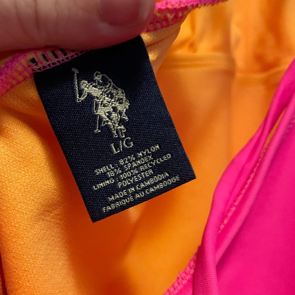 US Polo Assn Hot Pink One Piece Bathing Suit with Orange Size Large - Picture 2 of 15